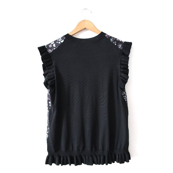 Ted Baker Letino Hazel-Print Contrast Top / Ted 3 / US 8 / Black Sleeveless - Picture 6 of 11